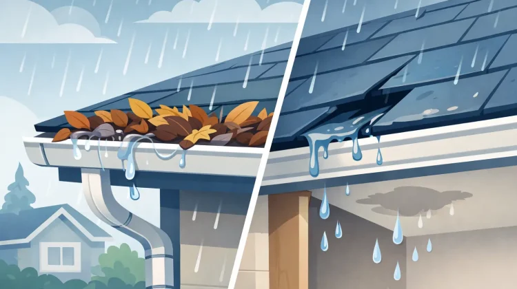 Can clogged gutters cause roof leaks? Yes - trapped water can back up under shingles, rot fascia, and damage decking if drainage is ignored.