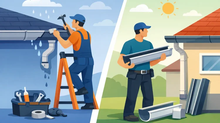 Not sure about gutter repair vs replacement? Learn when a fix is enough, when a new system pays off, and what affects cost and performance.