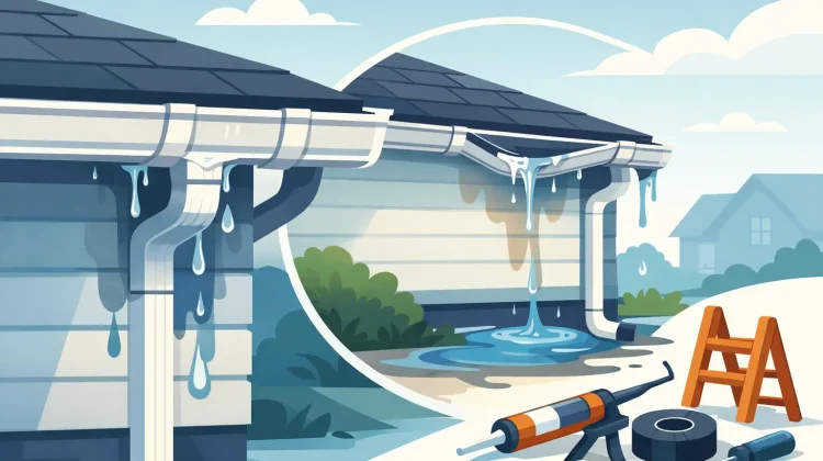 Learn how to fix leaking gutters the right way. Find the cause, stop recurring leaks, and know when repair or replacement makes more sense.