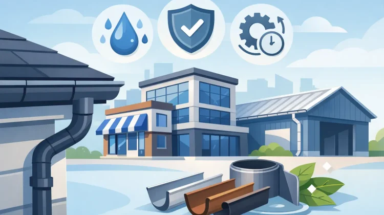 Compare the best gutter options for businesses, from aluminum to steel, and choose a drainage system built to protect your commercial property year-round.